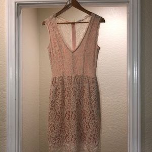 Light Pink dress w/ lace and embroidered overlay